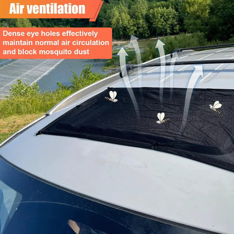 ZIMISI magnetic car sunroof shade, black breathable mesh with UV protection, quick install.