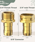 Garden Hose Repair Kit With Clamps Six Piece Set Male And Female Connectors For Three Quarter Inch Or Five Eighth Inch Hoses Aluminum Body With Copper Finish And Stainless Steel Clamps No Fuss Leak Fix And Quick Connect 3/4 inch threads 5/8 connector