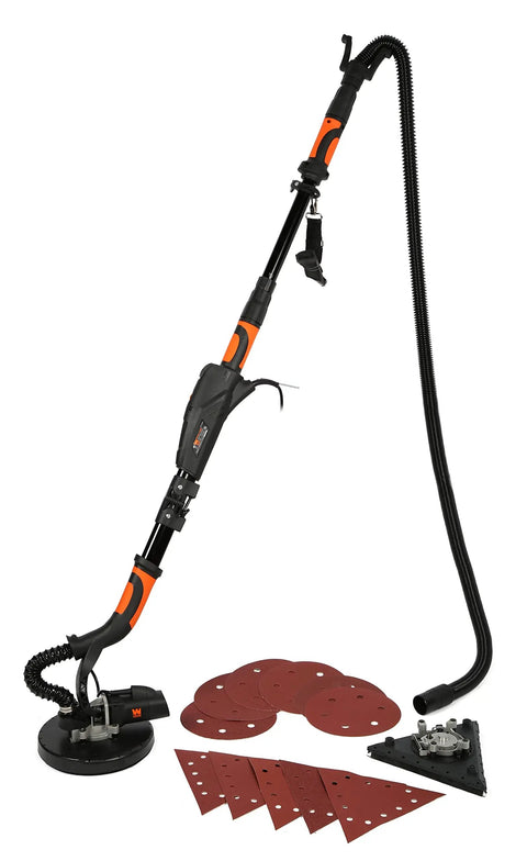 Beefy Heavy Duty 5 Amp 2 In 1 Variable Speed Drywall Sander With Dual Heads 600 To 1500 RPM, 15 Ft Dust Hose, Black