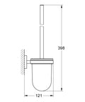Diagram of Essentials Toilet Brush Set With StarLight Chrome Finish For A Clean Modern Bathroom Dope Look Durable Brush With Easy Clean Holder And Scratch Resistant Shine That Keeps It Fresh Like New For Everyday Bathroom Use showing dimensions of handle and holder.