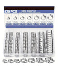 120 Pack Premium Stainless Steel Worm Drive Hose Clamps Fits 1/4 To 1.5 Inch Sizes For Garden Hoses And Plumbing Jobs With Durable Corrosion Resistant Build, assorted sizes in storage case