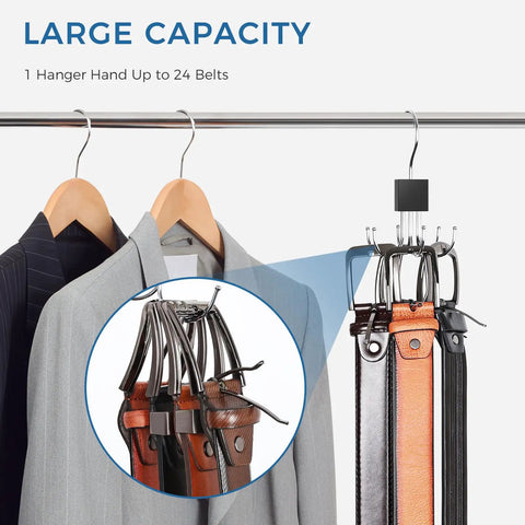 Two Pack Premium Belt Hanger Closet Organizer Keeps Your Closet Tight With A Smooth Swivel Design That Easily Stashes Up To Twenty Four Straps And Clears Clutter Dead Simple Without Any Drama