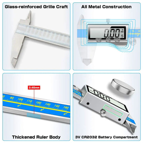 Digital Caliper Measuring Tool Pro Grade Industrial Caliper For Inch And Millimeter Measurement Jewelry Quality with IP54 rating and glass sensor details