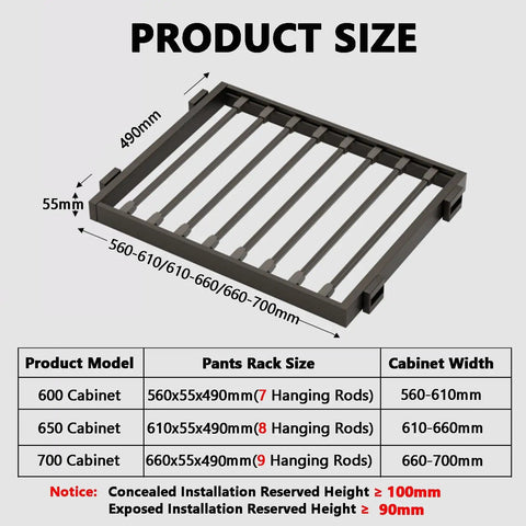 Space Saving Under Cupboard Drying Rack For Trousers Concealed Clothes Dryer above washing machine dimensions chart