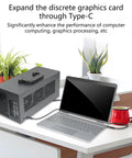 Heavy Duty Usb C External Gpu Dock Supporting Four Graphics Cards For Lightning Fast Gaming And Seamless 4K Video Editing on desk with laptop.