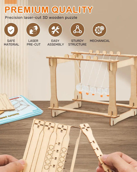5 In 1 STEM Kit For Kids Ages 8 12 13 Hands On Wooden Building Toys With 3D Puzzles Circuit Experiments Newton Cradle Assembly