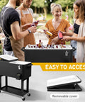 80 Quart Rolling Cooler With Wheels For Outdoor Parties Pink Ice Chest On Wheels Portable Stand Up Cooler With Shelf