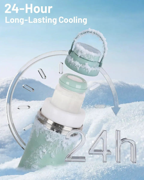 Image showing Two Pack Replacement Cooling Gel Tubes Compatible With Portable Breast Milk Cooler reusable freezing tube in snowy backdrop.