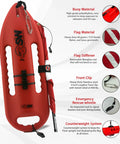 Compact Lifeguard Float Rescue Can Buoy 28 Inch for Spearfishing and Scuba Dive Durable Polyethylene Torpedo Style