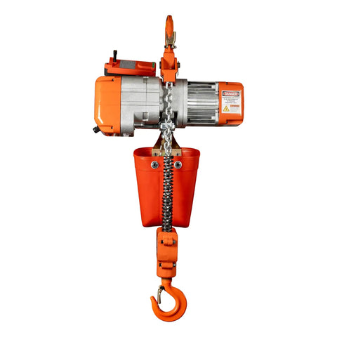 Electric Chain Hoist 1 Ton 2200 Lb With Remote Control, 110V, 20 Ft Lift Height, Single Phase, G80 Chain, H2 Duty For Overhead Cranes And Warehouse Lifting