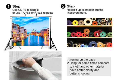20X10FT Polyester Fabric Abandoned Industrial Warehouse Crane Graffiti Backdrop featuring setup steps for best results.