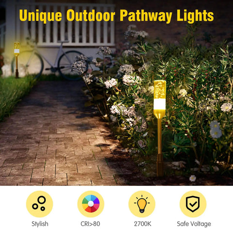 Extendable LED Pathway Lights 6 Pack Low Voltage 12V AC DC 570 Lumen Yard Walkway illuminated in garden