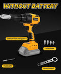 Daspom Cordless Pop Rivet Gun With Brushless Motor displayed with attachments and tools, showcasing a versatile design for DIY and auto work.