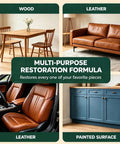 Heavy Duty Furniture Salve For Wood And Leather Polish Conditioner that knocks out nicks on a wooden table and leather couch.