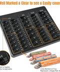 Pro Grade Black Coin Counter Tray For Quick Change Count And Sort 5 Compartment Organizer With 150 Assorted Coin Wrappers Included For Pennies Nickels Dimes And Quarters Durable Home Or Office Coin Sorting Tray Easy To Use showing black tray and colorful coin wrappers