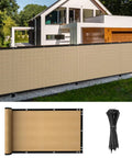 3 Ft By 50 Ft Privacy Fence Screen Built Tough Mesh Shade Cover For Outdoor Yard Garden Backyard Breathable HDPE Material With Cable Zip Ties Included Sand installed along a modern house