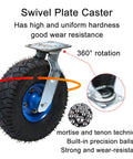 Heavy Duty Rubber Swivel Caster Wheels 6 8 10 Inch Pneumatic Quiet Rolling Utility Cart Casters With Reinforced Steel Hub dual ball bearings.