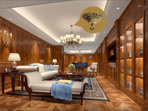 5.51 Inch Copper Canopy Kit With Mounting Hardware Built To Last highlighted in elegant living room setting.