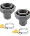 Above Ground Pool Drain Adapter Kit for Coleman and Bestway Pools One And A Half Inch ID Bottom Connection One Inch OD To Three Quarters Inch Internal Thread To Garden Hose Includes Hose Clamps Two Pack No Fuss Easy Install close-up
