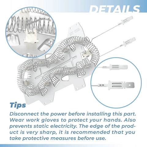 Detailed view of Dryer Heating Element Replacement For Samsung Dryers Exact Fit Plug And Play Easy Install Nickel Chrome Alloy Winding