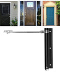 Stainless Steel Light Duty Door Closer with Automatic Spring Buffer and Silent Soft Close with images of various doors
