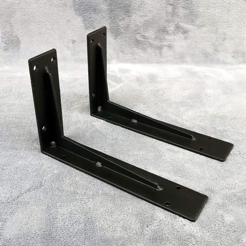 Heavy Duty Wall Mount Floating Shelf Brackets Right Angle Corner Iron L Brackets, set of two, 23x13 inches, rust resistant finish.