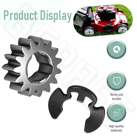 Pinion Gear 65 4750 614438 Replacement For Toro Super Recycler Push Lawn Mowers in product display with lawn mower image