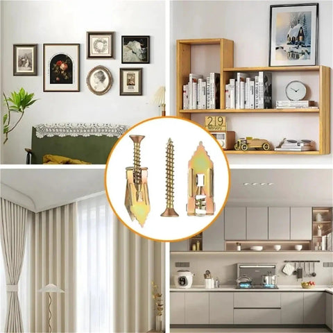 Self Drilling Drywall Anchor Kit With Heavy Steel Anchors And Screws 30 Or 50 Pack Quick Install For Drywall Mounts in living room and kitchen