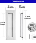 Dimensions of 2 Pack Pocket Door Handles For Sliding Closet Doors, Five Point Nine Inch Flush Barn Door Pulls In Brushed Nickel.