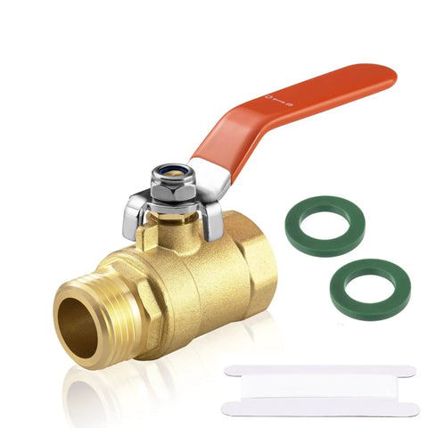 Brass Garden Hose Shut Off Valve Ball Valve Three Quarter Inch GHT Female To Male Full Flow Connector With Long Handle