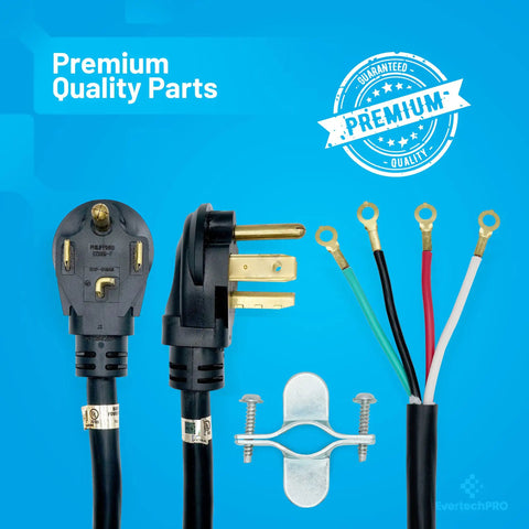 4 Prong 6Ft Dryer Power Cord For Freestanding Electric Dryers Universal Replacement 30A 250V With Strain Relief detail
