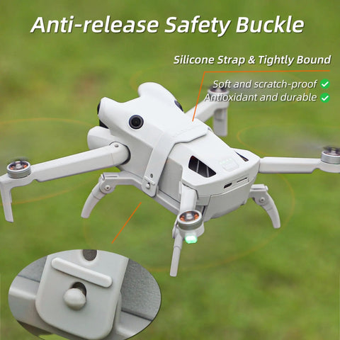 30cm Height Landing Gear For Mini 4 Pro Drone with silicone anti-release safety buckle for secure attachment.