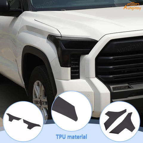 Front Headlight Tint Film Trim For Toyota Tundra 2022 2023 2024 2025 2026 Dope TPU Precut Decals Black