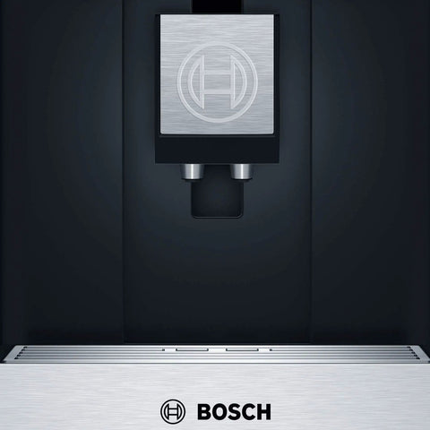 Close-up of the 24 Inch Wide Built In Automatic Coffee Machine With Home Connect, showing stainless steel finish and dispenser