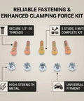 Heavy Duty 1/2 Inch 20 Thread Wheel Studs And Lug Nuts Kit Replaces 007-122-00, 5 studs and 5 nuts