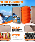 108 Piece Tackle Box Fishing Lures Set With Paddle Tail Swimbaits Soft Worms Floating Shrimp Lures And Round Jig Heads For Freshwater Crappie Bass Trout All In One Tackle Kit For Men, featuring dual-sided tackle box with compartments visible.