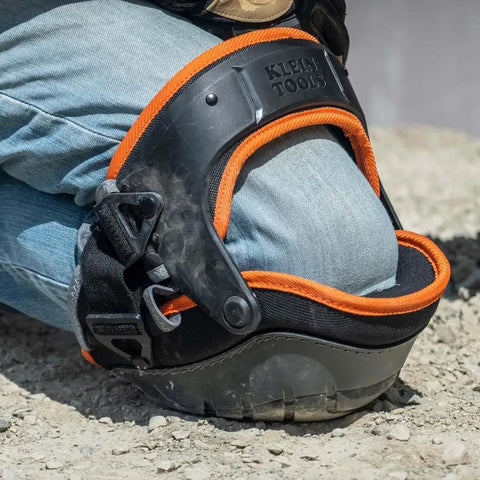 Heavy Duty Hinged Knee Pads With Gel Foam Cushioning For All Day Comfort And Stability Large Protective Surface For Easy Side To Side Movement Secure Quick Fasten Buckle And Adjustable Thigh Strap Black on bent knee outdoors