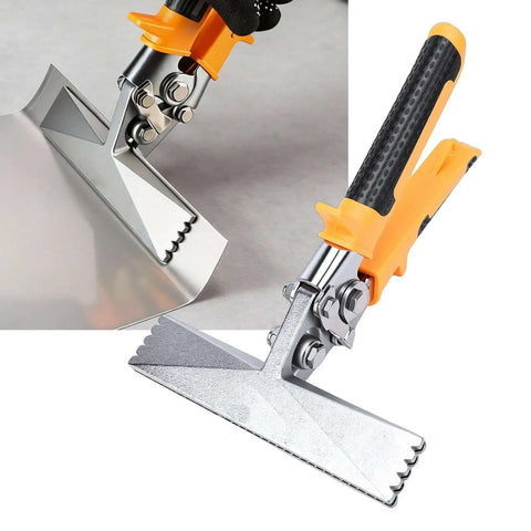 6 Inch Sheet Metal Seamer Bender Straight Jaw Pliers for HVAC Metal Bending Tool showing ergonomic non slip handle in use on metal