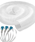 Clear PVC Dust Collection Hose 4 Inch By 10 Foot, Puncture-Resistant Flexible Fume Hose With Carbon Steel Wire Coil coiled with clamps