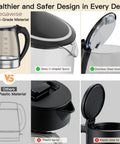 Electric Glass Kettle With Auto Shut Off 1.8L Borosilicate Glass Body Stainless Steel Inner Lid And Base No Plastic Touching Boiling Water