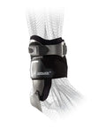 Bionic Stirrup Ankle Brace for Left Foot Large Size with Rigid Uprights and Low Profile Footplate on transparent ankle model.