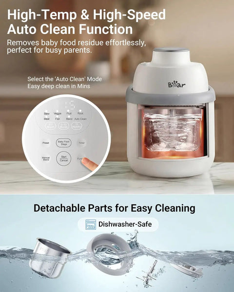 All-In-One Baby Food Maker Steamer And Blender For Kid-Friendly Homemade Meals with detachable dishwasher-safe parts