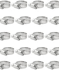 Heavy Duty 20 Pack 304 Stainless Steel Hose Clamps Three Eighths To Five Eighths Inch Universal Worm Gear Pipe Clamps for Dryer Tubing and Fuel Lines Adjustable Metal Clamp Kit, front view