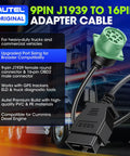 OBD2 To J1939 9Pin Adapter Cable Type 2 For Heavy Duty Rigs And Commercial Vehicles Compatible With ELD GPS Trackers Volvo