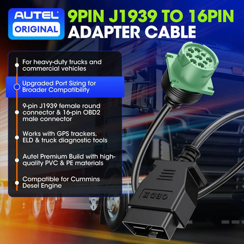 OBD2 To J1939 9Pin Adapter Cable Type 2 For Heavy Duty Rigs And Commercial Vehicles Compatible With ELD GPS Trackers Volvo