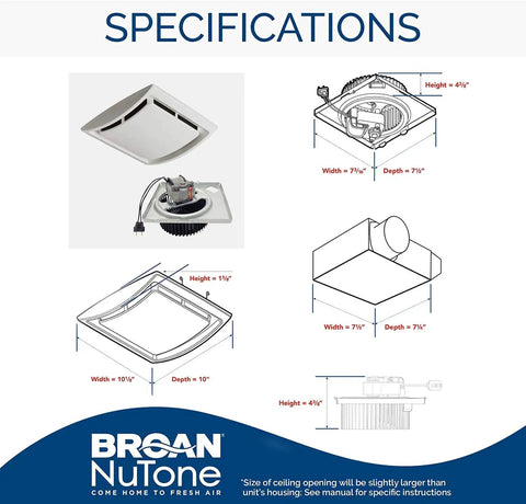 Bathroom Ventilation Grille Upgrade QuickKit With 60 CFM Fan Motor Quiet 2.5 Sones No Fuss Install No Wiring Needed White Finish