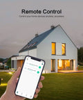 Hand holding smartphone showing control for 4 Pack WiFi Smart Plugs That Play Nice With Alexa And Google Home Heavy Duty 7 Day Programmable Timer