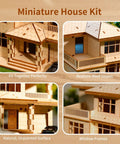 Detailed close-ups of the 3D Wooden Villa Puzzle Model Kit For Adults, DIY Home Office Decor, showcasing realistic features.