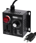 Heavy Duty AC Motor Speed Controller Featuring Crisp LED Readout With 120V SCR Voltage Regulator, metal housing and adjustable dial for motor management.