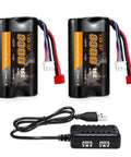 7.4V 3300mAh Li-Ion RC Battery With Dean-Style T Plug For WLtoys High Speed RC Cars 1/10 1/12 1/16, Rechargeable 2S Pack With USB Charger